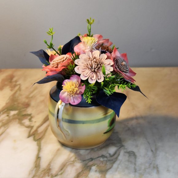 Antique lusterware hand painted lighthouse sugar bowl with Sola Wood flowers - Picture 6 of 9